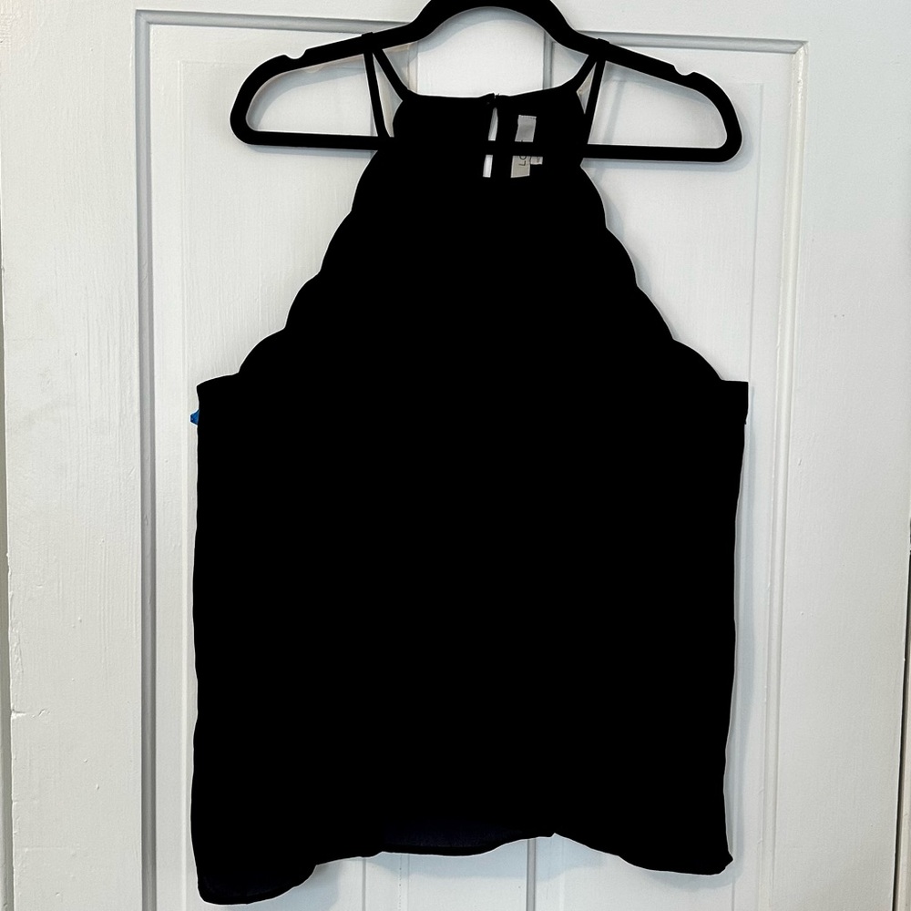 LOFT, Navy Blue, scalloped edge, sleeveless, racer back top.
